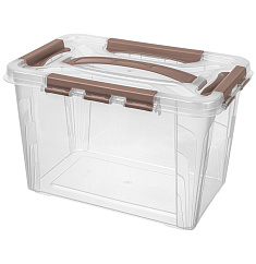 ЯЩИК УНИВЕРСАЛЬНЫЙ С ЗАМКАМИ И РУЧКОЙ GRAND BOX, 290х190х180ММ, 6,65Л (Коричневый)